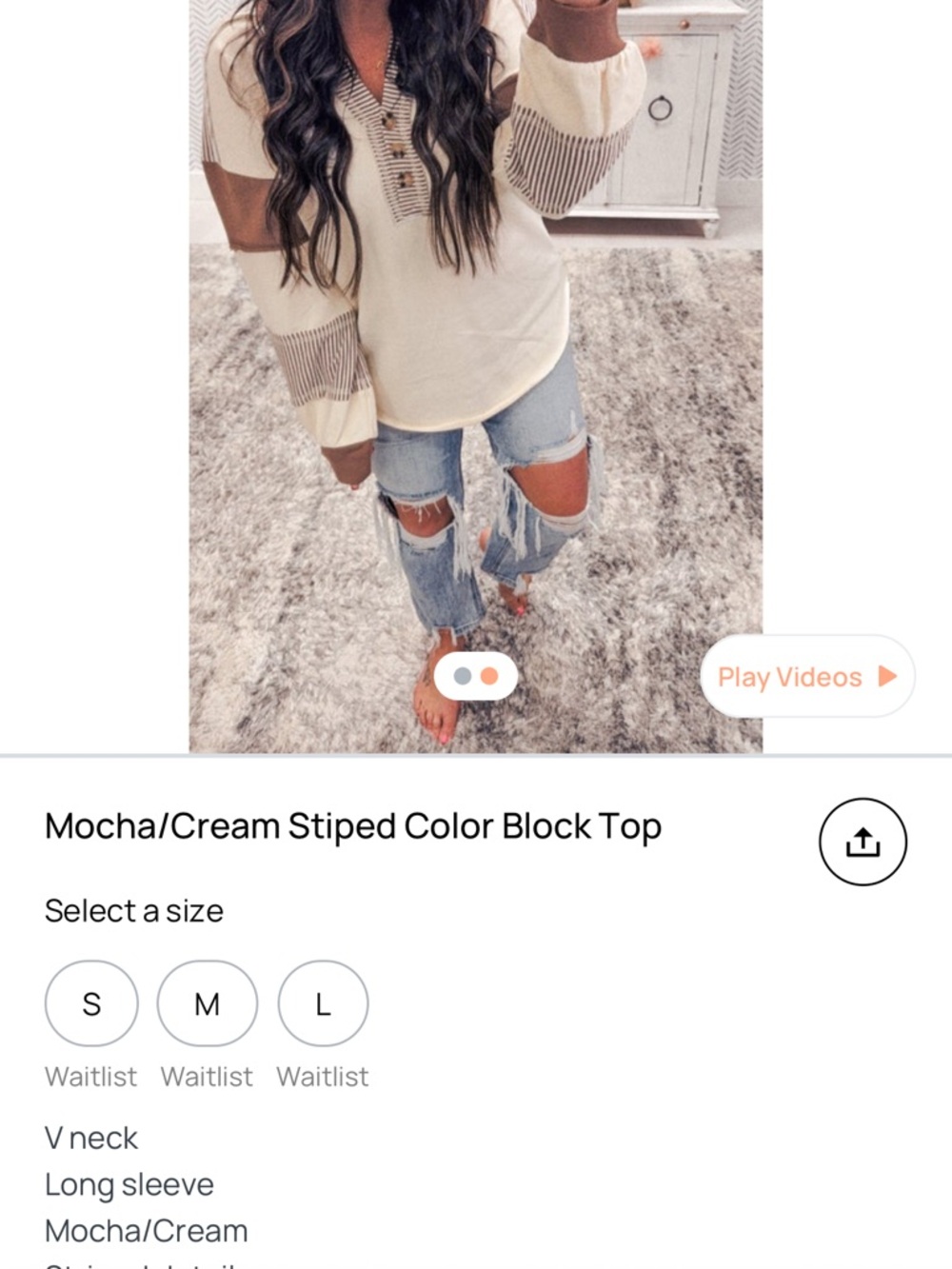 Mocha and Cream Colorblock V-Neck Long Sleeve Top